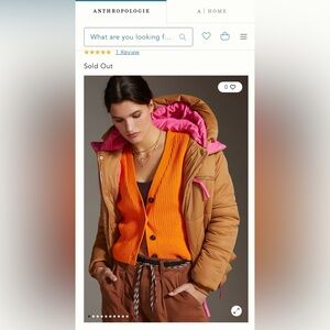 Anthropologie Avec Les Filles Puffer Jacket-Camel/Pink-Womens size Large